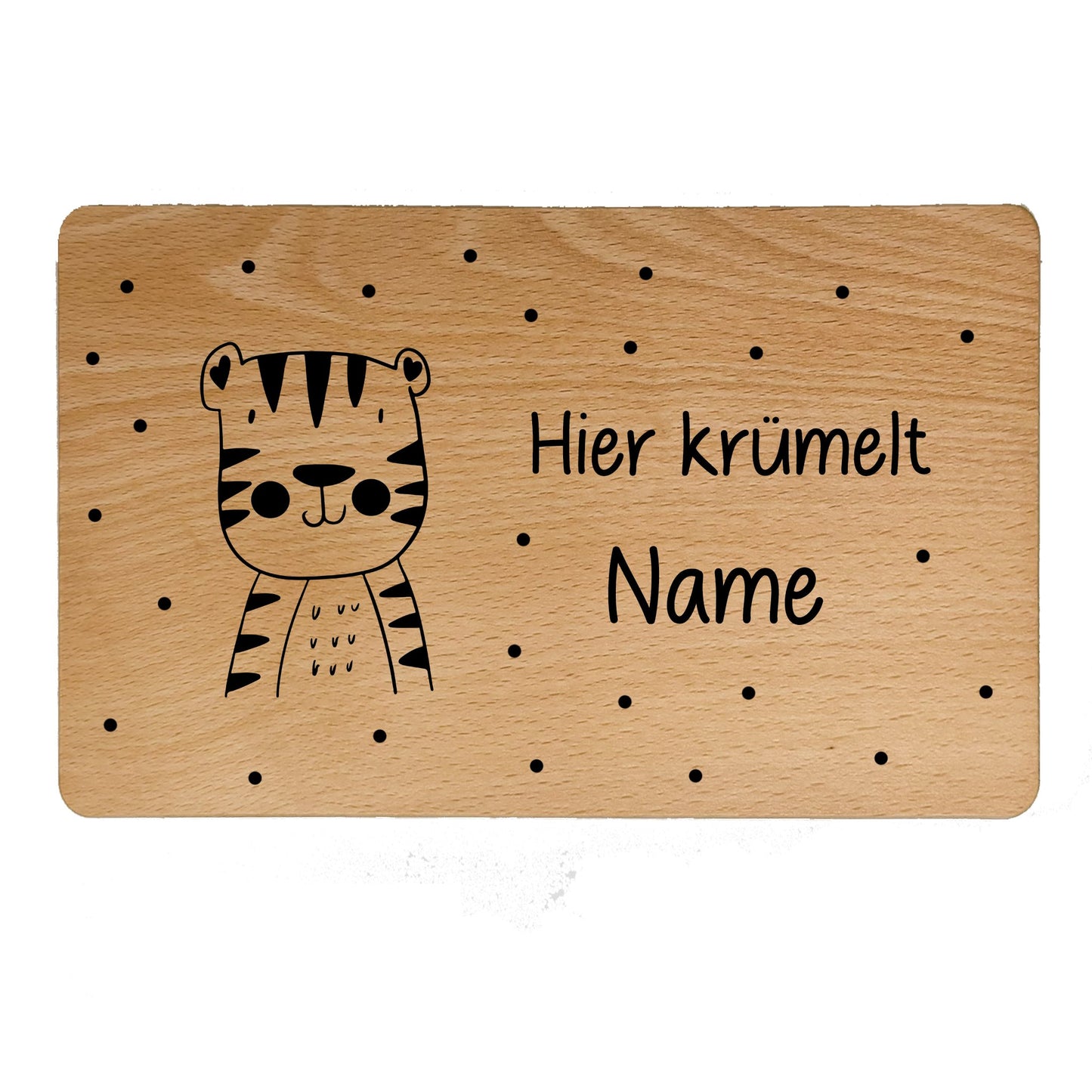 Personalisiertes Kinder-Frühstücksbrettchen aus Buchenholz mit Tiermotiven- - de Nicolo Design