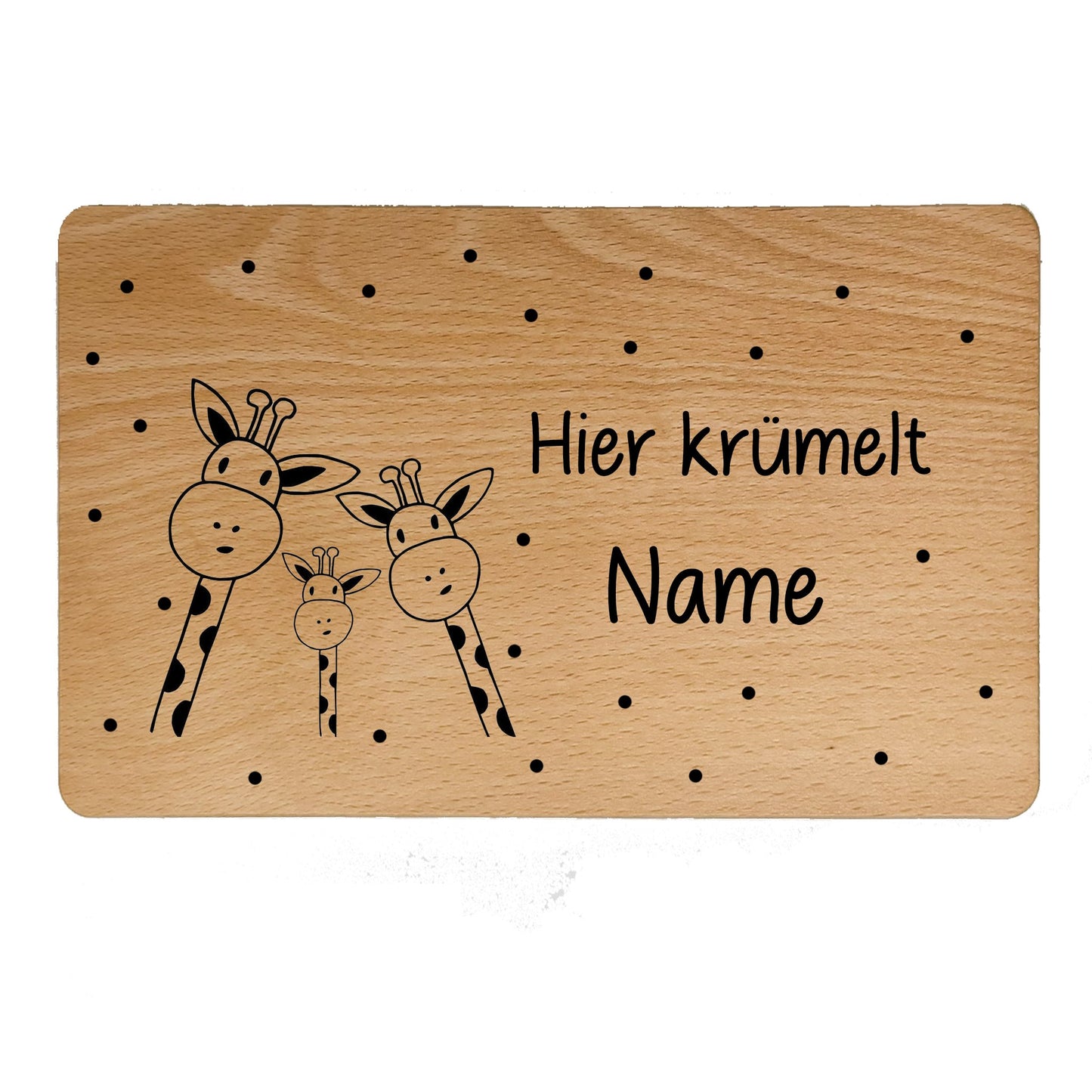 Personalisiertes Kinder-Frühstücksbrettchen aus Buchenholz mit Tiermotiven- - de Nicolo Design