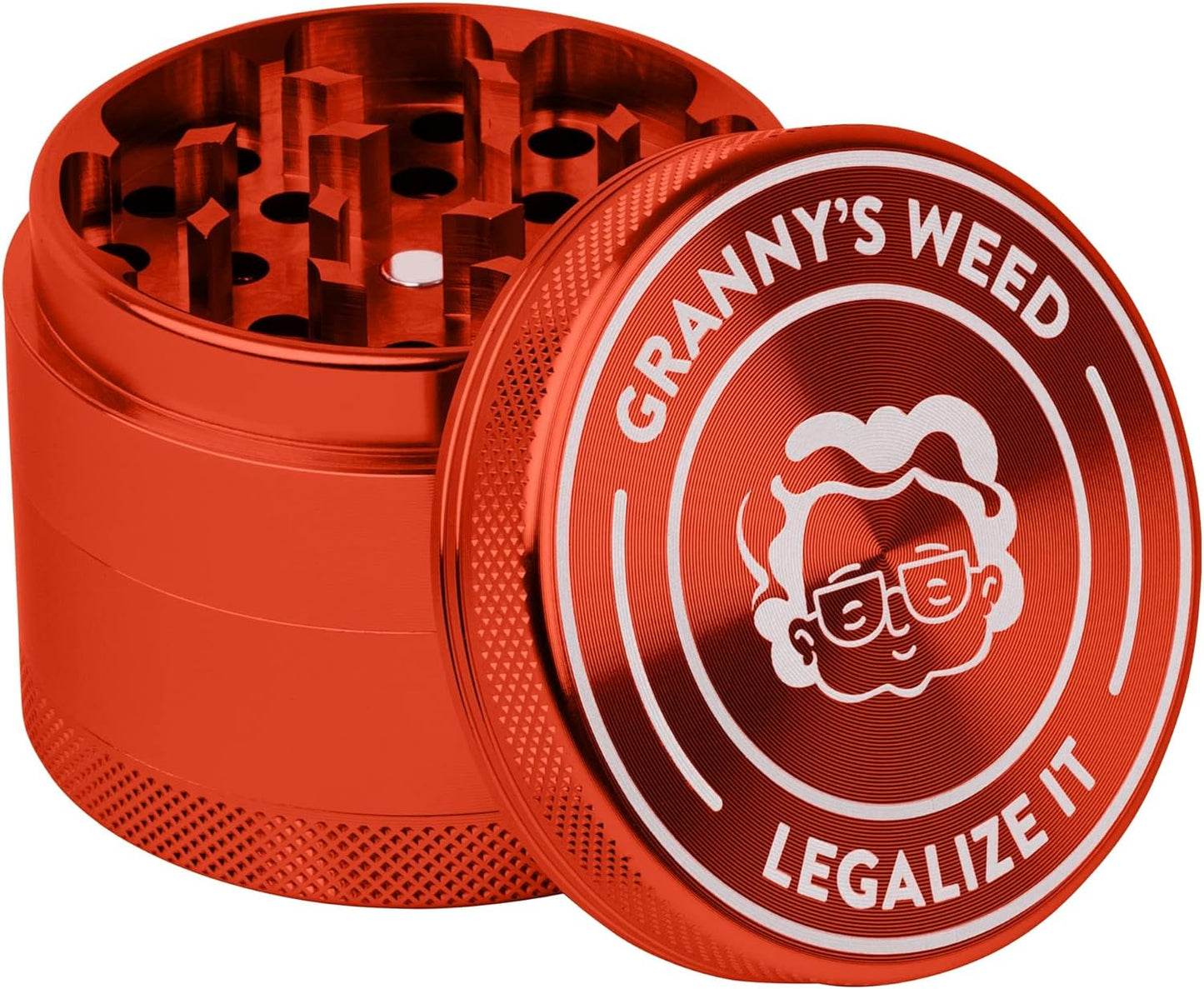 Granny‘s Premium Aluminium Grinder | messerscharfes Mahlwerk | 4 - teilig | inkl. Pollenschieber | Kräutermühle - de Nicolo Design