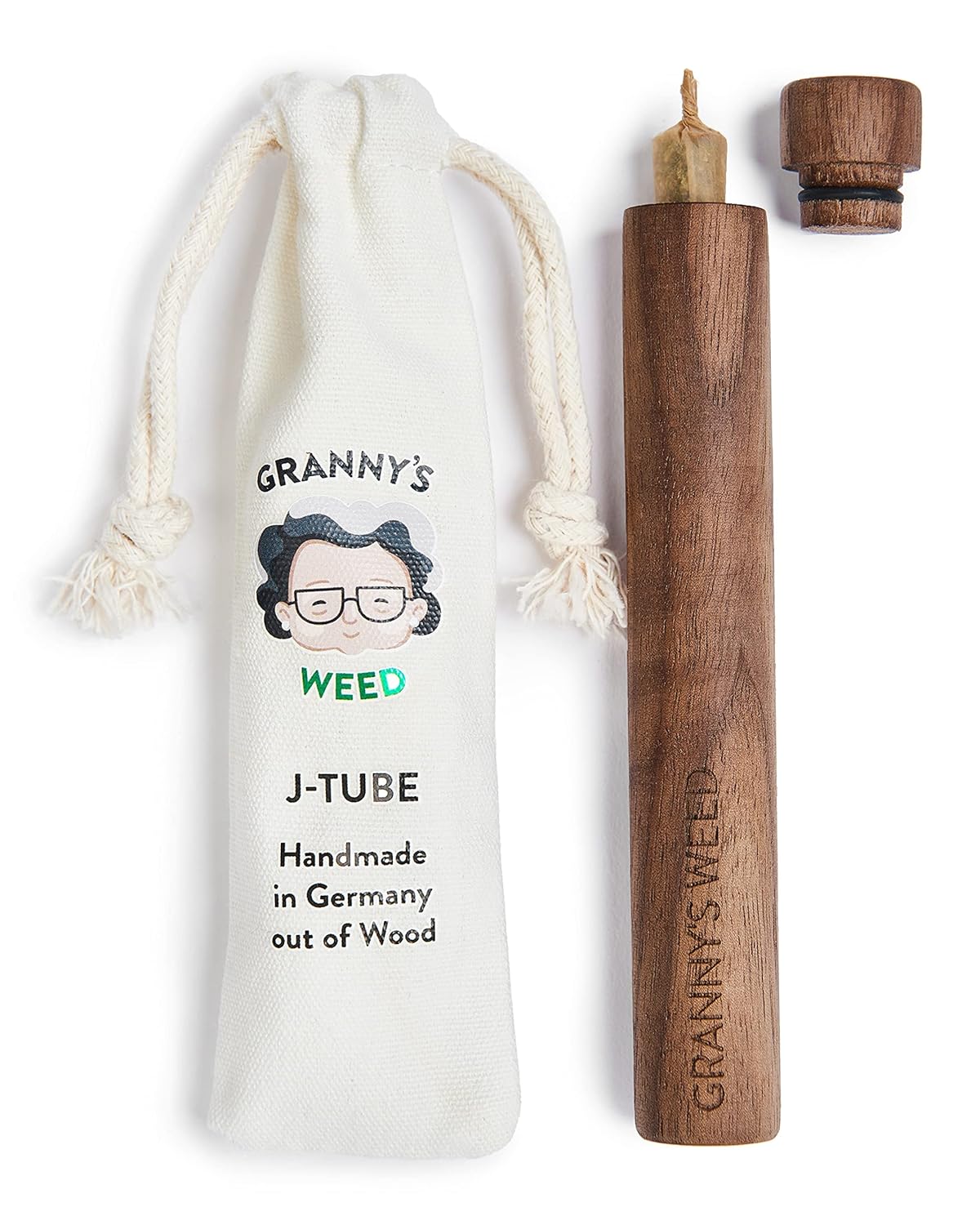 Grannys Premium Joint - Hülle aus Holz | 14 cm | Joint Tube geruchsdicht | Transport Case in Walnuss | Handmade | Für Zigaretten & Blunts aller Art - de Nicolo Design