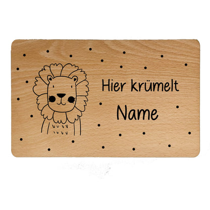 Personalisiertes Kinder-Frühstücksbrettchen aus Buchenholz mit Tiermotiven- - de Nicolo Design